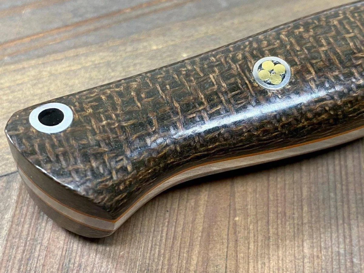 Bark River Gunny Scandi CPM 3V OD Green Burlap, Orange Liners, Mosaic Pins 7 Bark River Gunny Scandi CPM 3V OD Green Burlap, Orange Liners, Mosaic Pins - Image 7