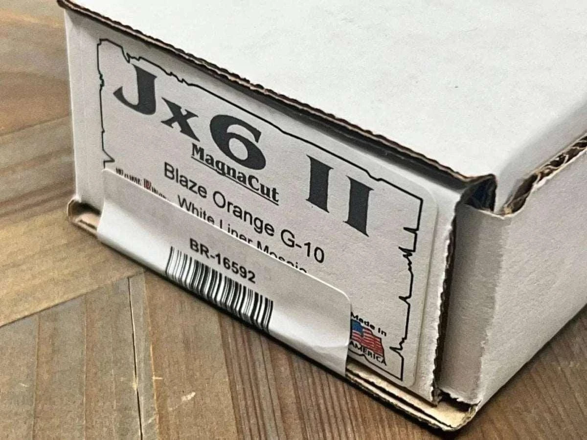 Bark River JX6 II MagnaCut Fixed Knife Orange G10 White Liners Mosaic Pins (USA) 11 Bark River JX6 II MagnaCut Fixed Knife Orange G10 White Liners Mosaic Pins (USA) - Image 11