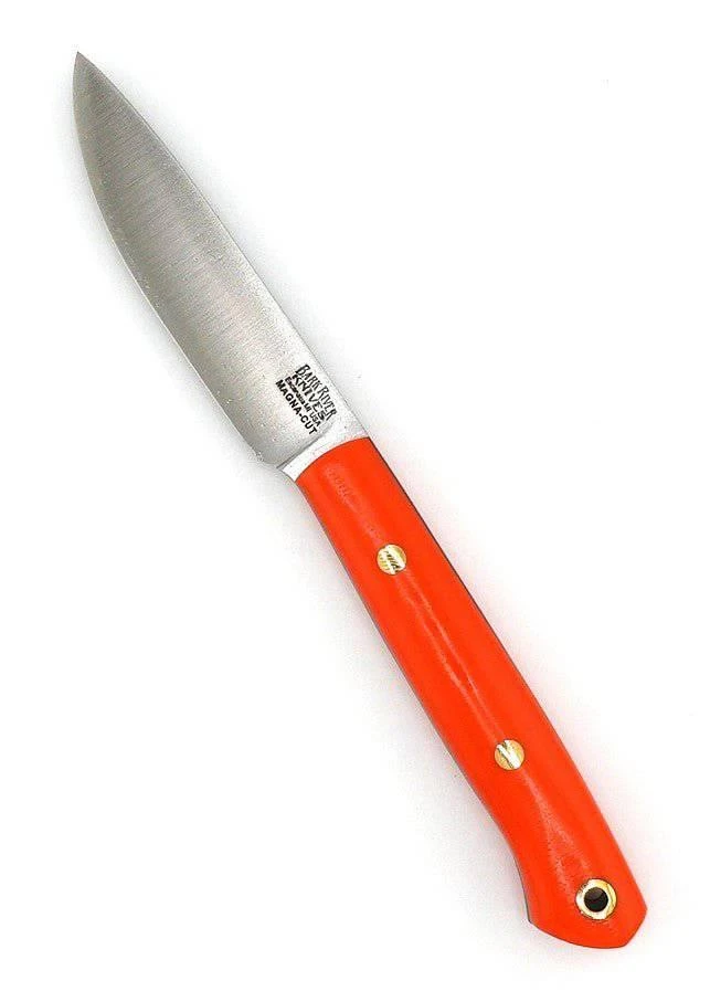 Bark River Little Creek II Field Knife MagnaCut Blaze Orange G-10 Handles Black Liners Brass Pins (USA) 1 Bark River Little Creek II Field Knife MagnaCut Blaze Orange G-10 Handles Black Liners Brass Pins (USA)