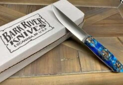 Bark River Puukko 3V Knife Blue Sprucecone - Blue Liners (USA)