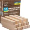 BeaverCraft 16 Pcs Basswood Carving Blocks Wood Whittling Kit For Beginners
