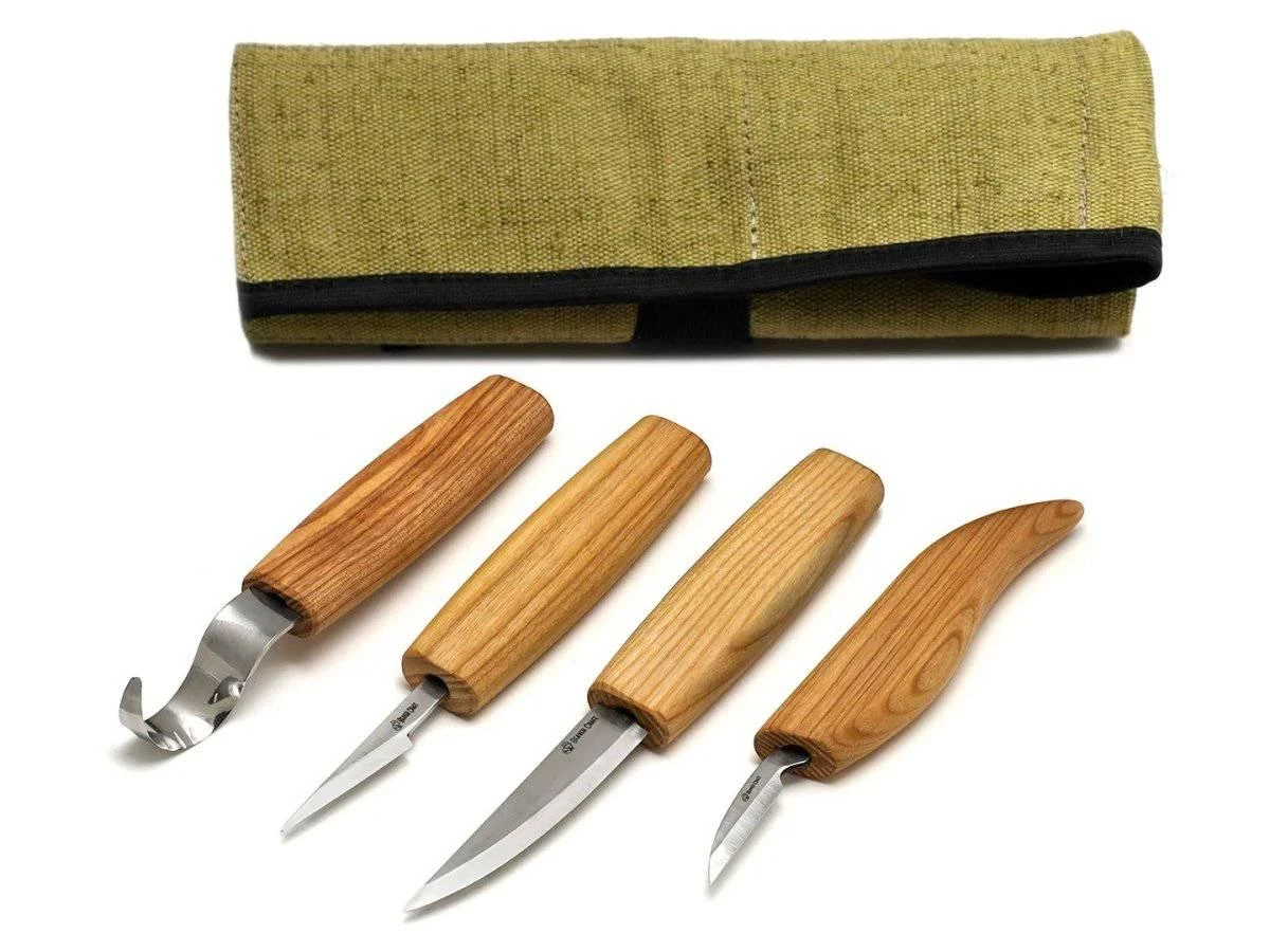 BeaverCraft S09 Set Of 4 Knives In Tool Roll 1 BeaverCraft S09 Set Of 4 Knives In Tool Roll