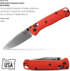Benchmade 533-04 Limited Mini Bugout AXIS Folding Knife 2.82" S30V Satin Plain Blade Mesa Red Grivory Handles -Helle Shop benchmade benchmade 533 04 limited mini bugout axis folding knife 2 82 s30v satin plain blade mesa red grivory handles 41989718933716