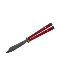 Benchmade 99BK-1 Necron Balisong Butterfly Knife 4.59" CPM-S30V Black Scimitar Blade Ruby Red G10 Handles -Helle Shop benchmade benchmade 99bk 1 necron balisong butterfly knife 4 59 cpm s30v black scimitar blade ruby red g10 handles 41989732925652