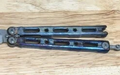 Benchmade Semi-Custom 85 Billet Ti Balisong Butterfly 4.4" "Lightning Strike" -Helle Shop benchmade benchmade semi custom 85 billet ti balisong butterfly 4 4 lightning strike 41989740855508