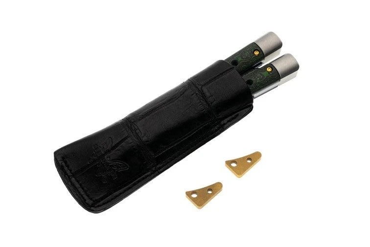 Benchmade 99-242 Gold Class Necron Latchless Balisong Butterfly Knife 4.59" Weehawk Damasteel 6 Benchmade 99-242 Gold Class Necron Latchless Balisong Butterfly Knife 4.59" Weehawk Damasteel - Image 6