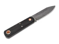 Boker Lucas Burnley Barlow BFF Damast Fixed Blade Knife 2.76" Damascus Clip Point Bog Oak Wood Handle