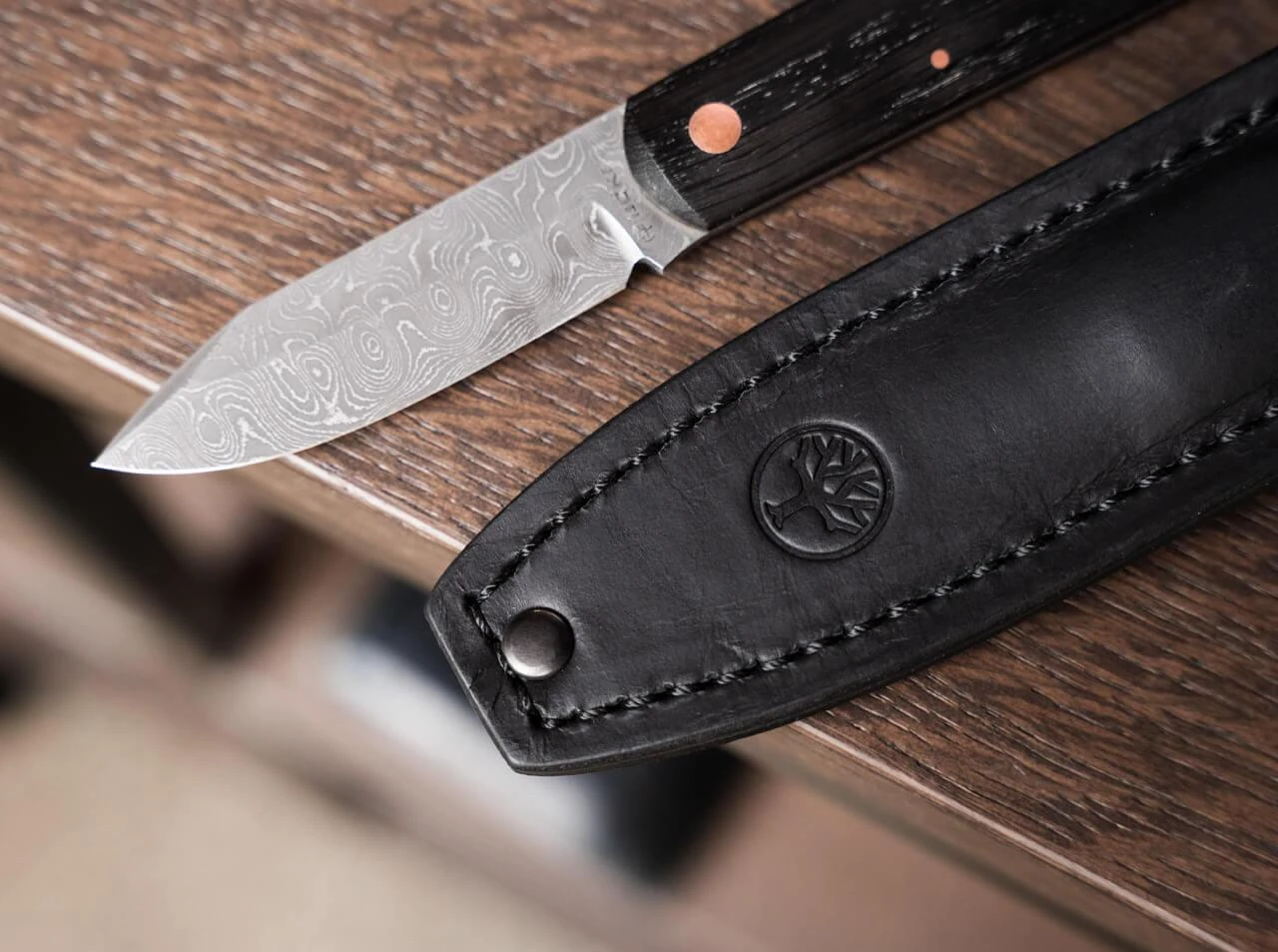 Boker Lucas Burnley Barlow BFF Damast Fixed Blade Knife 2.76" Damascus Clip Point Bog Oak Wood Handle 6 Boker Lucas Burnley Barlow BFF Damast Fixed Blade Knife 2.76" Damascus Clip Point Bog Oak Wood Handle - Image 6