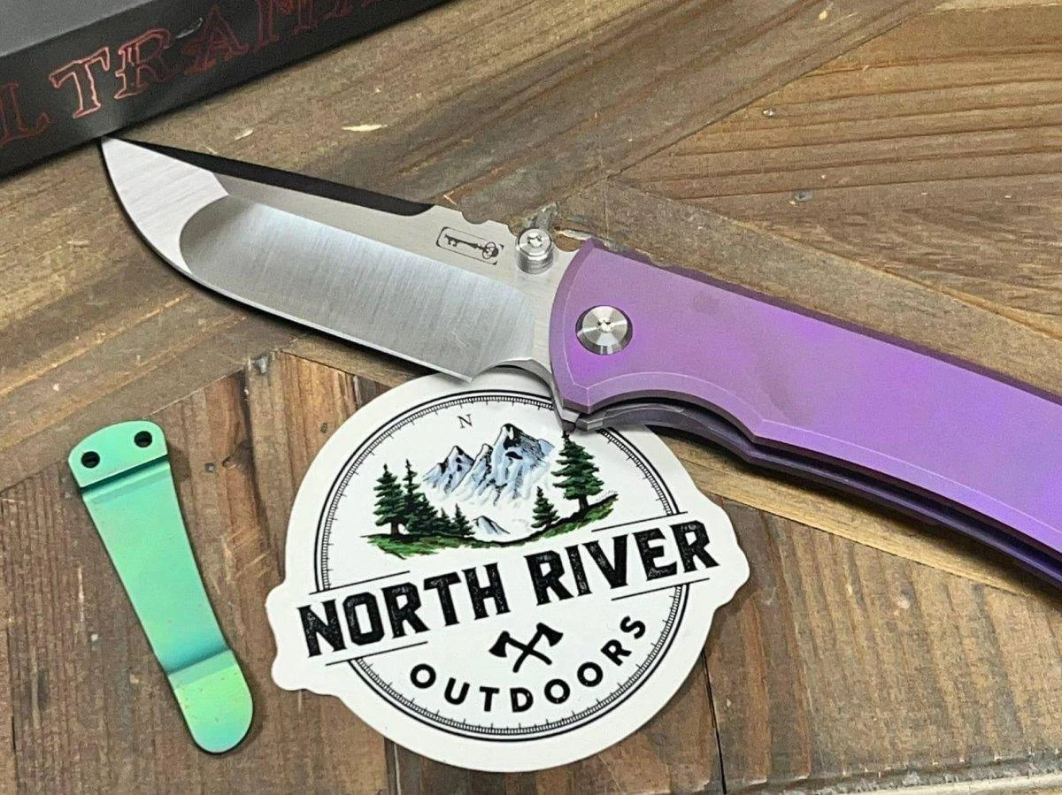 Chaves Redencion Street Semi-Custom Titanium Drop Point Knife "Purple Monster" 1 Chaves Redencion Street Semi-Custom Titanium Drop Point Knife "Purple Monster"