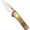 Custom Chaves Scapegoat Street Frame Lock Folding Knife Heat Antropic Ti Handles (3.50" Bohler M390) (Gold Lightning)
