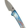 Custom Chaves Scapegoat Street Frame Lock Folding Knife Heat Antropic Ti Handles (3.50" Bohler M390) (Tropical Blue)