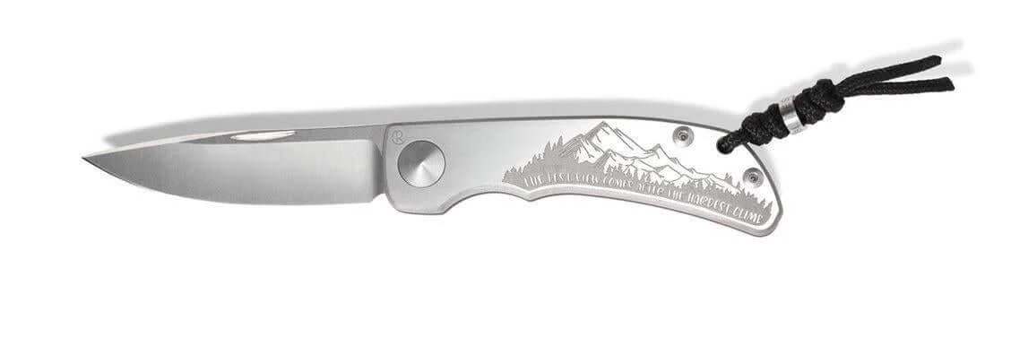 Chris Reeve Custom Impinda Blade Show Knife Titanium “The Climb” 1 Chris Reeve Custom Impinda Blade Show Knife Titanium “The Climb”
