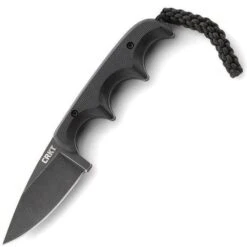 CRKT 2384K Folts Minimalist Fixed Blade Neck Knife 2.16" Black Stonewashed Drop Point Blade G10 Handles