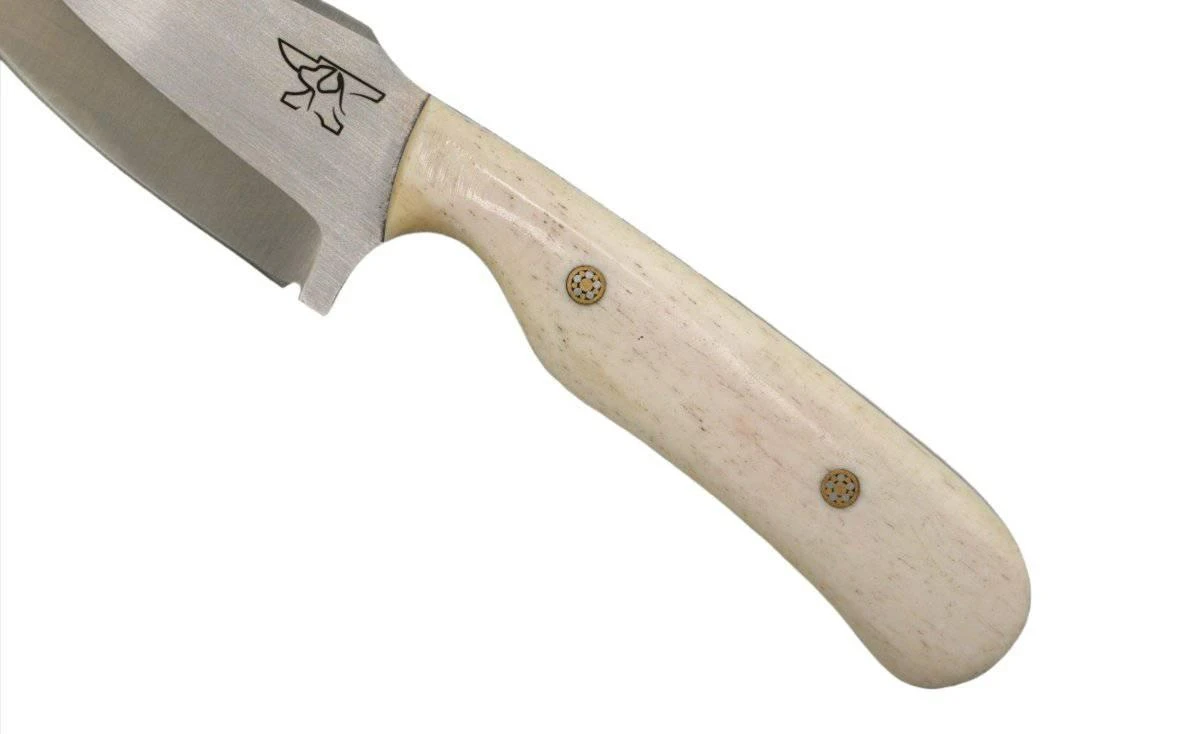 CUR Custom Shrike EDC Fixed Blade Knife 3.25" Oiled Camel Bone Dark Liners Mosaic Pins 4 CUR Custom Shrike EDC Fixed Blade Knife 3.25" Oiled Camel Bone Dark Liners Mosaic Pins - Image 4