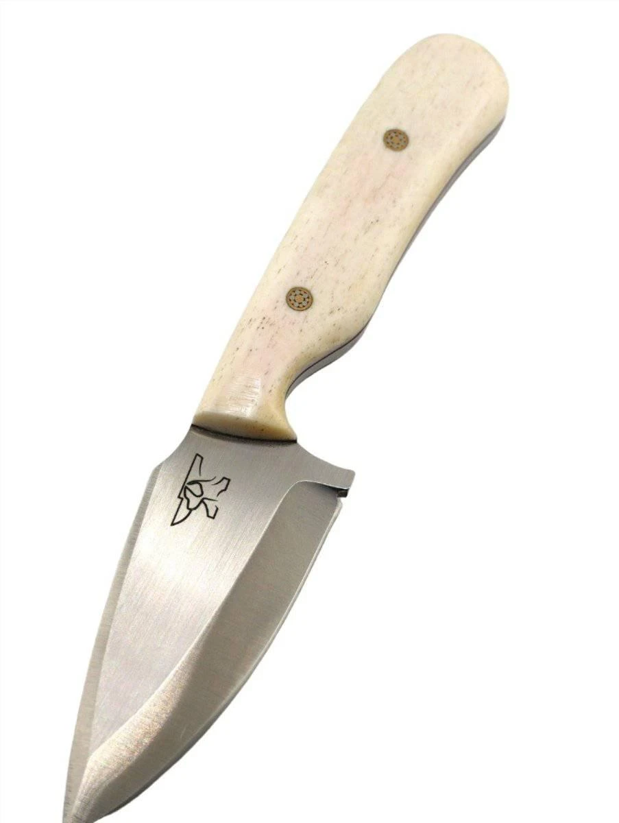 CUR Custom Shrike EDC Fixed Blade Knife 3.25" Oiled Camel Bone Dark Liners Mosaic Pins 6 CUR Custom Shrike EDC Fixed Blade Knife 3.25" Oiled Camel Bone Dark Liners Mosaic Pins - Image 6