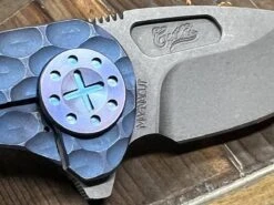 Curtiss F3 Compact Slicer Flipper PM-Mill Handles SW MagnaCut Blasted Ti Blue (USA) -Helle Shop curtiss custom knives curtiss f3 compact slicer flipper pm mill handles sw magnacut blasted ti blue usa 41989847679188