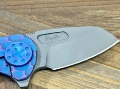Curtiss F3 Compact Wharny Flipper PM-Mill Handles SW MagnaCut Blasted Ti Aqua-Purple (USA) -Helle Shop curtiss custom knives curtiss f3 compact wharny flipper pm mill handles sw magnacut blasted ti aqua purple usa 41989847285972