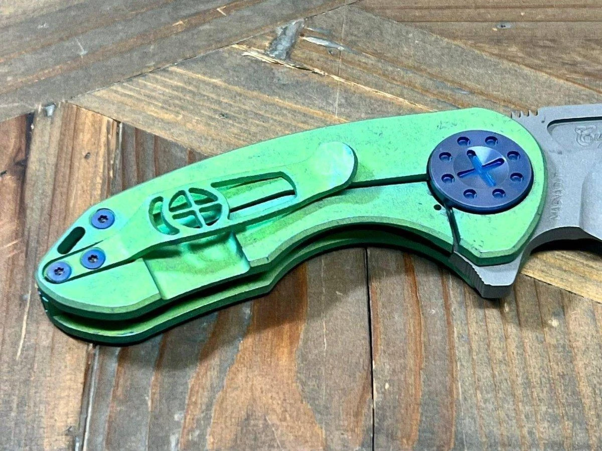 Curtiss F3 Compact Wharny Flipper Titanium Handles SW MagnaCut Blasted Blue (USA) 4 Curtiss F3 Compact Wharny Flipper Titanium Handles SW MagnaCut Blasted Blue (USA) - Image 4