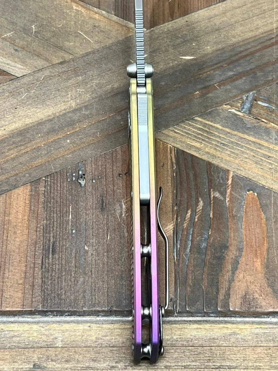 Custom Demko AD20.5 Shark Lock Folding Knife 3" 3V Clip Point Textured Titanium "Pineapple Express" 6 Custom Demko AD20.5 Shark Lock Folding Knife 3" 3V Clip Point Textured Titanium "Pineapple Express" - Image 6