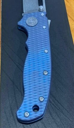 Custom Demko AD20.5 Shark Lock Folding Knife 3" CPM-3V Sheepsfoot Textured Titanium "Neptune" -Helle Shop demko knives custom demko ad20 5 shark lock folding knife 3 cpm 3v sheepsfoot textured titanium neptune 41989865472212