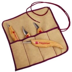 Flexcut Carving 4 Piece Tool Set With Tool Roll - KN100 (USA)