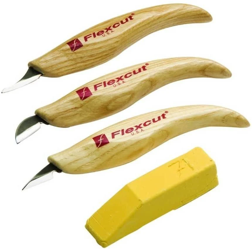 Flexcut KN400 Detail 3 Piece Carving Knife Set W/ Compound 2 Flexcut KN400 Detail 3 Piece Carving Knife Set W/ Compound - Image 2