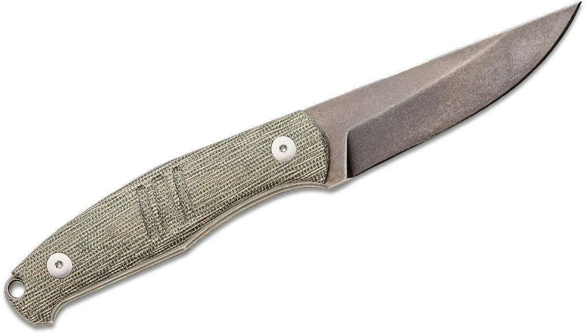 GiantMouse GMF2-P-G Fixed Blade Knife 3.62" N690 Black PVD Stonewashed Drop Point Green Micarta Leather Sheath 2 GiantMouse GMF2-P-G Fixed Blade Knife 3.62" N690 Black PVD Stonewashed Drop Point Green Micarta Leather Sheath - Image 2