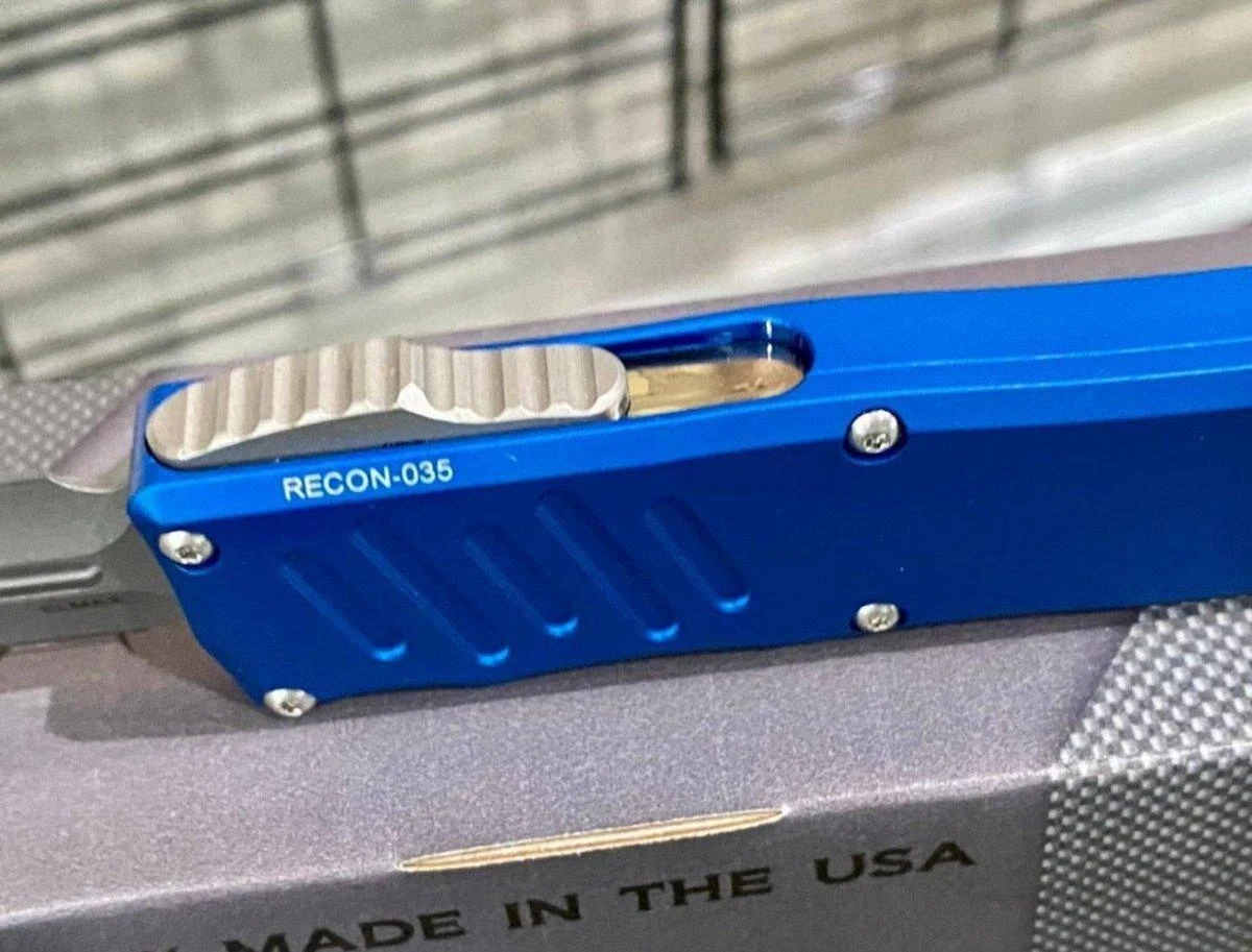 Guardian Tactical RECON-035 94531 Blue Auto Knife 3.3" Dagger Stonewash 4 Guardian Tactical RECON-035 94531 Blue Auto Knife 3.3" Dagger Stonewash - Image 4