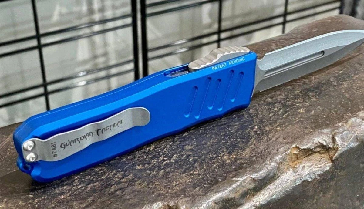 Guardian Tactical RECON-035 94531 Blue Auto Knife 3.3" Dagger Stonewash 6 Guardian Tactical RECON-035 94531 Blue Auto Knife 3.3" Dagger Stonewash - Image 6