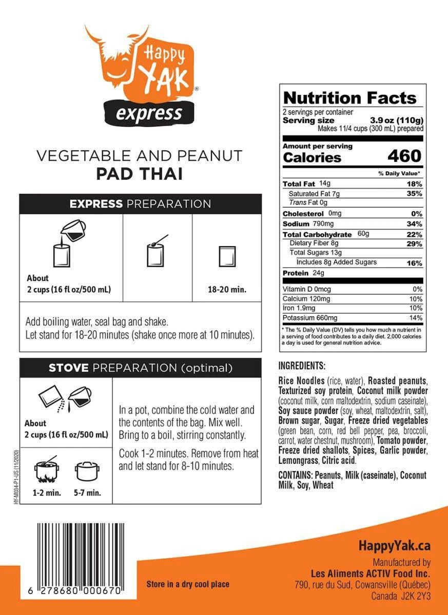 Happy Yak Vegetable And Peanut Pad Thaï (Vegetarian, Lactose Free) 2 Happy Yak Vegetable And Peanut Pad Thaï (Vegetarian, Lactose Free) - Image 2