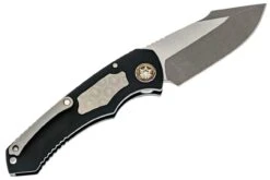 Heretic Auto Pariah H048-5A MagnaCut Black Handle Battleworn Single Edge Blade Flamed Pivot -Helle Shop heretic knives heretic auto pariah h048 5a magnacut black handle battleworn single edge blade flamed pivot 39646541447380