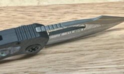 Heretic Custom Pariah Manual V2 Wood Grain San Mai Carbon Fiber Abalone Inlay (Blade Show) -Helle Shop heretic knives heretic custom pariah manual v2 wood grain san mai carbon fiber abalone inlay blade show 39393557643476