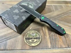 Heretic Knives Jinn Carbon Fiber W/ Toxic Green Hardware & DLC H013-6A-CFTX
