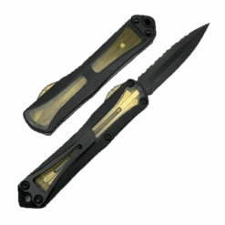 Heretic Manticore S OTF Auto 2.55" CPM-MagnaCut Black DLC Double Edge Dagger Blade Black Handles With Ultem Inlays