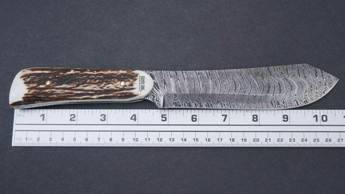 Silver Stag Happy Camper Damascus Fixed Blade Knife 2 Silver Stag Happy Camper Damascus Fixed Blade Knife - Image 2