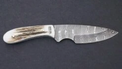 Silver Stag Field Slab Damascus Fixed Blade Knife