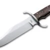 Boker Bowie Fixed Blade Knife 7.8" N690 Satin Blade Oak Wood Handles Black Leather Sheath