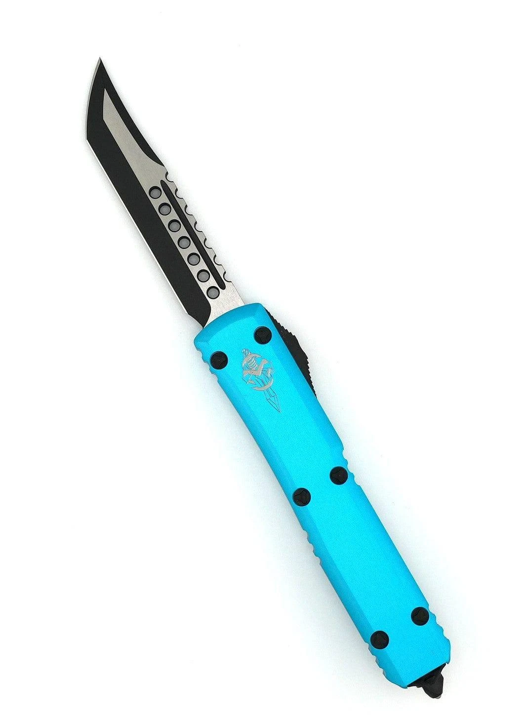 Microtech 119-1TQS Signature Ultratech Auto OTF 3.46" Two-Tone Hellhound Tanto Blade Turquoise Handles 1 Microtech 119-1TQS Signature Ultratech Auto OTF 3.46" Two-Tone Hellhound Tanto Blade Turquoise Handles