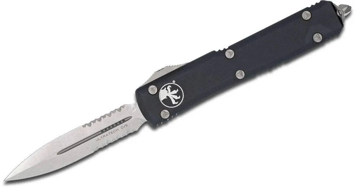 Microtech 122-11 Ultratech D/E - Black Handle - Stonewash Blade - Partially Serrated 1 Microtech 122-11 Ultratech D/E - Black Handle - Stonewash Blade - Partially Serrated