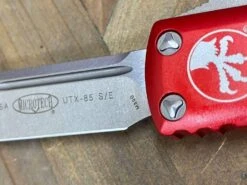 Microtech 231-10 RD UTX-85 S/E Stonewash Red Handle Blade (USA) -Helle Shop microtech microtech 231 10 rd utx 85 s e stonewash red handle blade usa 39393620132052