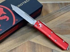 Microtech 231-10 RD UTX-85 S/E Stonewash Red Handle Blade (USA) -Helle Shop microtech microtech 231 10 rd utx 85 s e stonewash red handle blade usa 39393620459732