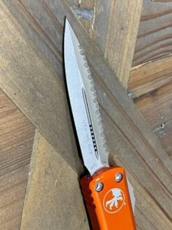 Microtech 232-12 OR UTX-85 D/E Orange Handle Full Serrated Blade (USA) -Helle Shop microtech microtech 232 12 or utx 85 d e orange handle full serrated blade usa 39393620492500