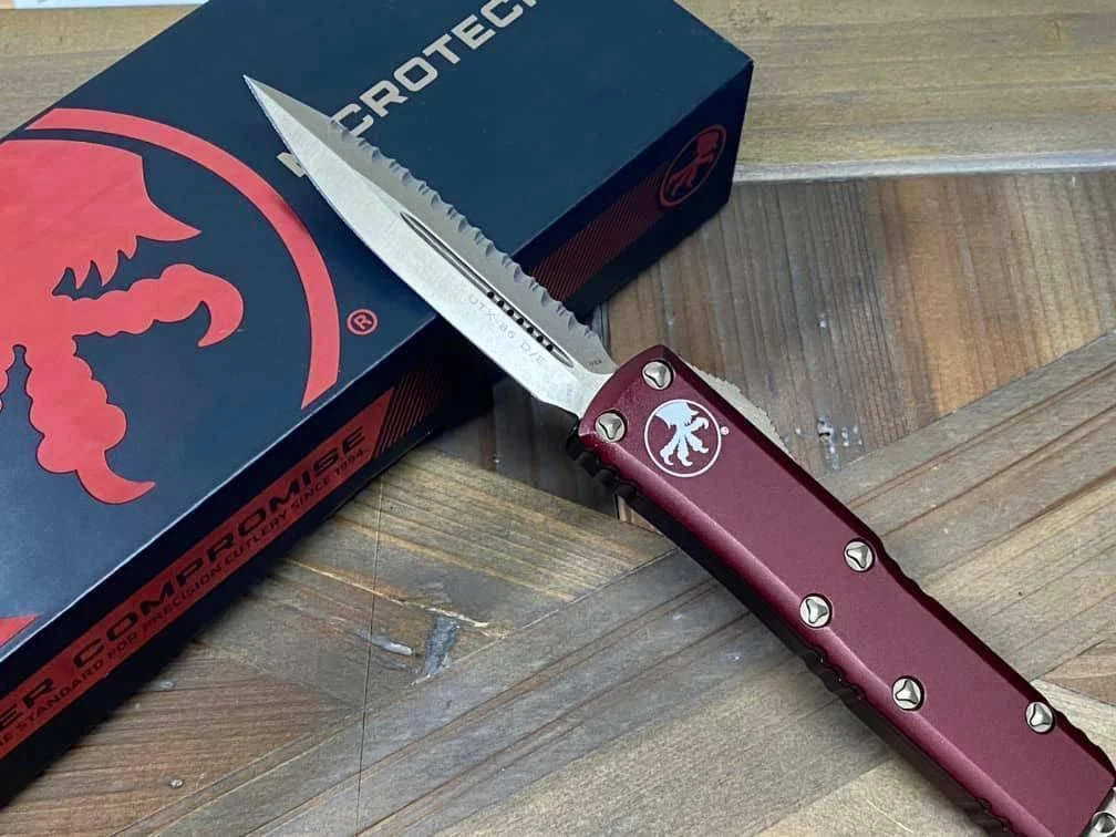Microtech 232-15 MR UTX-85 D/E Bronze Merlot Full Serrated Blade (USA) 5 Microtech 232-15 MR UTX-85 D/E Bronze Merlot Full Serrated Blade (USA) - Image 5
