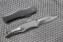 Microtech 702-1 DLCTSH Signature Series Hera OTF AUTO Knife 3.125" Black DLC Double Edge Dagger -Helle Shop microtech microtech 702 1 dlctsh signature series hera otf auto knife 3 125 black dlc double edge dagger 39393621835988