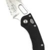 Microtech/Borka Blades 169-11 Auto Stitch 3.625" Stonewashed Spear Point Combo Blade Black Handles