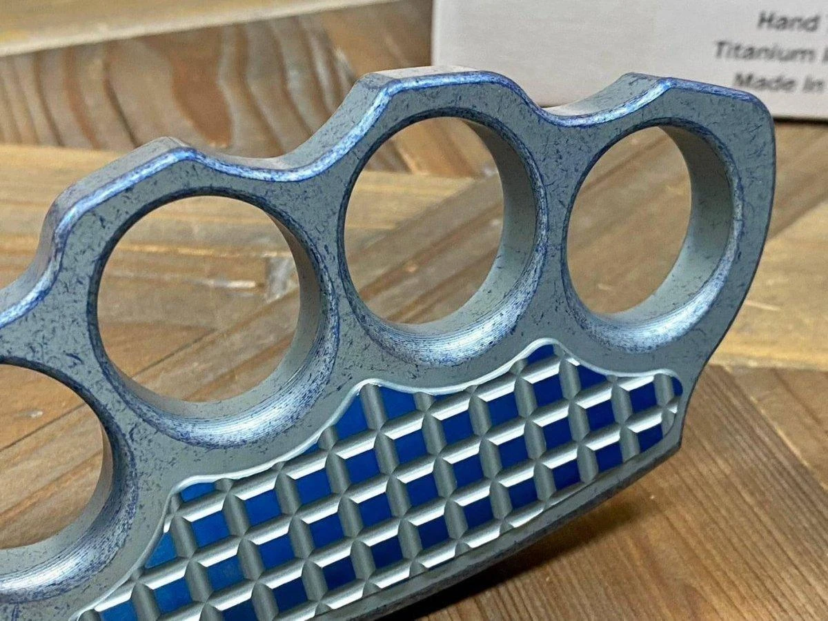 Microtech Marfione Custom Titanium Hand Tank 4-Hole Paperweight 16 Microtech Marfione Custom Titanium Hand Tank 4-Hole Paperweight - Image 16