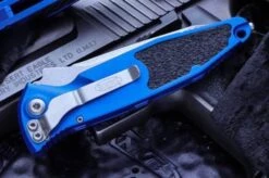 Microtech Socom Elite T/E Auto Knife Blue Handle (Stonewash Blade) 161A-10 BL -Helle Shop microtech microtech socom elite t e auto knife blue handle stonewash blade 161a 10 bl 39393627799764