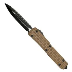 Microtech Ultratech D/E Tan Frag G-10 Tactical Full Serrated Signature 122-3FRGTTAS