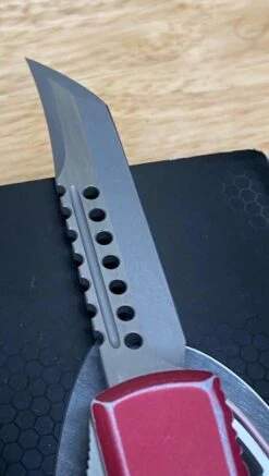 Microtech Ultratech Hellhound Signature 119-10 - Distressed Red Knife -Helle Shop microtech microtech ultratech hellhound signature 119 10 distressed red knife 39393631633620