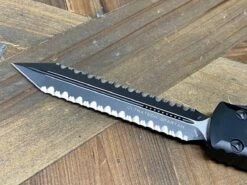 Microtech Ultratech Spartan 223-D3T Auto Knife 3.4" Dagger Double Full Serrated Black -Helle Shop microtech microtech ultratech spartan 223 d3t auto knife 3 4 dagger double full serrated black 39393633435860